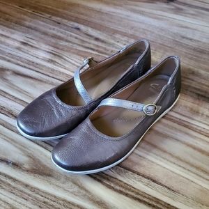 Clarks Metallic Leather Mary Janes